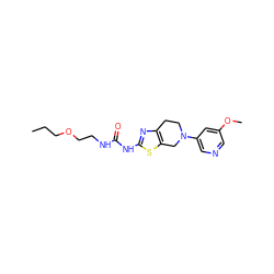 CCCOCCNC(=O)Nc1nc2c(s1)CN(c1cncc(OC)c1)CC2 ZINC000068245418