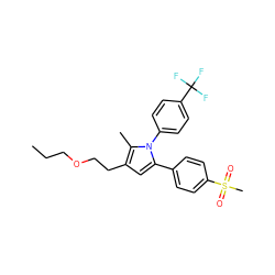 CCCOCCc1cc(-c2ccc(S(C)(=O)=O)cc2)n(-c2ccc(C(F)(F)F)cc2)c1C ZINC000040918712