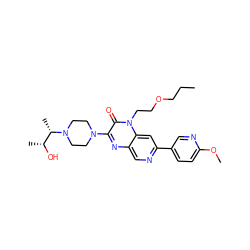 CCCOCCn1c(=O)c(N2CCN([C@@H](C)[C@@H](C)O)CC2)nc2cnc(-c3ccc(OC)nc3)cc21 ZINC000045339091