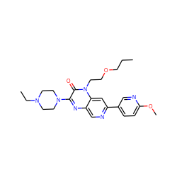 CCCOCCn1c(=O)c(N2CCN(CC)CC2)nc2cnc(-c3ccc(OC)nc3)cc21 ZINC000045338925