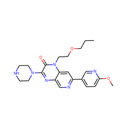 CCCOCCn1c(=O)c(N2CCNCC2)nc2cnc(-c3ccc(OC)nc3)cc21 ZINC000045336430