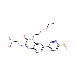 CCCOCCn1c(=O)c(NC[C@@H](C)O)nc2cnc(-c3ccc(OC)nc3)cc21 ZINC000045253640