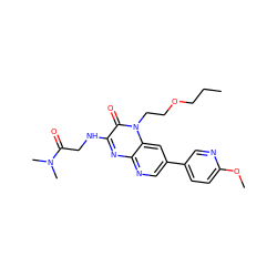 CCCOCCn1c(=O)c(NCC(=O)N(C)C)nc2ncc(-c3ccc(OC)nc3)cc21 ZINC000045253910