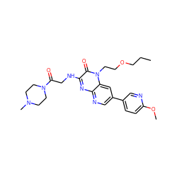 CCCOCCn1c(=O)c(NCC(=O)N2CCN(C)CC2)nc2ncc(-c3ccc(OC)nc3)cc21 ZINC000045317211