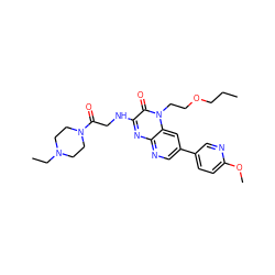 CCCOCCn1c(=O)c(NCC(=O)N2CCN(CC)CC2)nc2ncc(-c3ccc(OC)nc3)cc21 ZINC000045301752