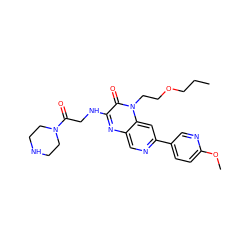 CCCOCCn1c(=O)c(NCC(=O)N2CCNCC2)nc2cnc(-c3ccc(OC)nc3)cc21 ZINC000045287232