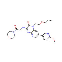 CCCOCCn1c(=O)c(NCC(=O)N2CCOCC2)nc2ncc(-c3ccc(OC)nc3)cc21 ZINC000045260028