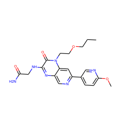 CCCOCCn1c(=O)c(NCC(N)=O)nc2cnc(-c3ccc(OC)nc3)cc21 ZINC000045288498