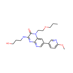 CCCOCCn1c(=O)c(NCCCO)nc2ncc(-c3ccc(OC)nc3)cc21 ZINC000045321290