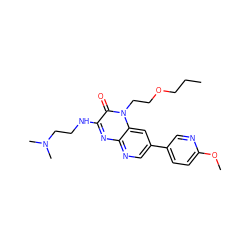 CCCOCCn1c(=O)c(NCCN(C)C)nc2ncc(-c3ccc(OC)nc3)cc21 ZINC000045246005