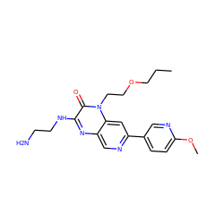 CCCOCCn1c(=O)c(NCCN)nc2cnc(-c3ccc(OC)nc3)cc21 ZINC000045245757