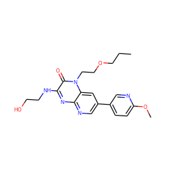 CCCOCCn1c(=O)c(NCCO)nc2ncc(-c3ccc(OC)nc3)cc21 ZINC000045246006