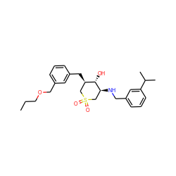 CCCOCc1cccc(C[C@@H]2CS(=O)(=O)C[C@H](NCc3cccc(C(C)C)c3)[C@H]2O)c1 ZINC000071296395