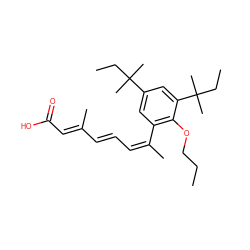 CCCOc1c(/C(C)=C\C=C\C(C)=C\C(=O)O)cc(C(C)(C)CC)cc1C(C)(C)CC ZINC000013522276