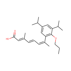 CCCOc1c(/C(C)=C\C=C\C(C)=C\C(=O)O)cc(C(C)C)cc1C(C)C ZINC000004837700