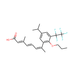 CCCOc1c(/C(C)=C\C=C\C(C)=C\C(=O)O)cc(C(C)C)cc1C(F)(F)C(F)(F)F ZINC000013587546