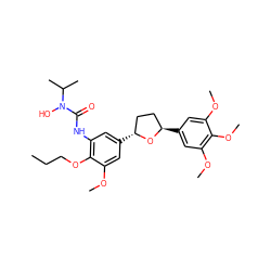 CCCOc1c(NC(=O)N(O)C(C)C)cc([C@@H]2CC[C@@H](c3cc(OC)c(OC)c(OC)c3)O2)cc1OC ZINC000027718247