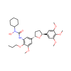 CCCOc1c(NC(=O)N(O)C2CCCCC2)cc([C@@H]2CC[C@@H](c3cc(OC)c(OC)c(OC)c3)O2)cc1OC ZINC000027712507