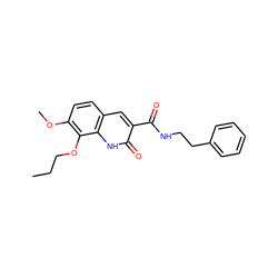 CCCOc1c(OC)ccc2cc(C(=O)NCCc3ccccc3)c(=O)[nH]c12 ZINC000197591994