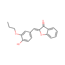 CCCOc1cc(/C=C2\Oc3ccccc3C2=O)ccc1O ZINC001772606418