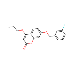 CCCOc1cc(=O)oc2cc(OCc3cccc(F)c3)ccc12 ZINC000103243483