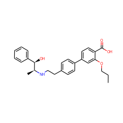 CCCOc1cc(-c2ccc(CCN[C@@H](C)[C@H](O)c3ccccc3)cc2)ccc1C(=O)O ZINC000040835866