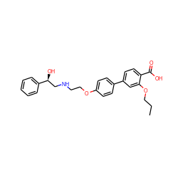 CCCOc1cc(-c2ccc(OCCNC[C@H](O)c3ccccc3)cc2)ccc1C(=O)O ZINC000040861215