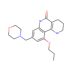 CCCOc1cc(CN2CCOCC2)cc2[nH]c(=O)c3c(c12)NCCC3 ZINC000118734676