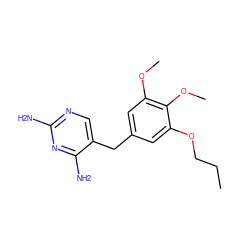 CCCOc1cc(Cc2cnc(N)nc2N)cc(OC)c1OC ZINC000026145039