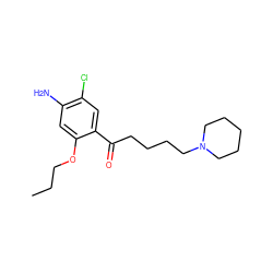 CCCOc1cc(N)c(Cl)cc1C(=O)CCCCN1CCCCC1 ZINC000026488947