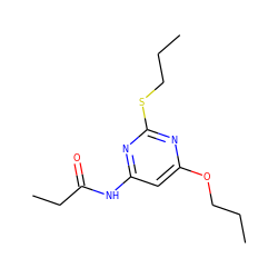 CCCOc1cc(NC(=O)CC)nc(SCCC)n1 ZINC000014975607