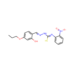 CCCOc1ccc(/C=N/N/C(S)=N/c2ccccc2[N+](=O)[O-])c(O)c1 ZINC000008687769