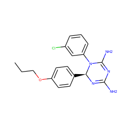 CCCOc1ccc([C@@H]2N=C(N)N=C(N)N2c2cccc(Cl)c2)cc1 ZINC000013559324