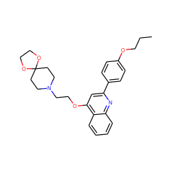 CCCOc1ccc(-c2cc(OCCN3CCC4(CC3)OCCO4)c3ccccc3n2)cc1 ZINC000096271016