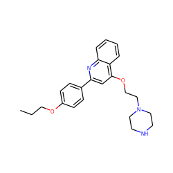 CCCOc1ccc(-c2cc(OCCN3CCNCC3)c3ccccc3n2)cc1 ZINC000096271017