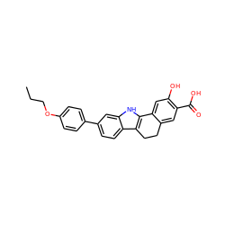 CCCOc1ccc(-c2ccc3c4c([nH]c3c2)-c2cc(O)c(C(=O)O)cc2CC4)cc1 ZINC000034894059