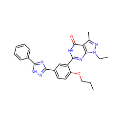 CCCOc1ccc(-c2n[nH]c(-c3ccccc3)n2)cc1-c1nc2c(c(C)nn2CC)c(=O)[nH]1 ZINC000013755587