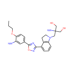 CCCOc1ccc(-c2nc(-c3cccc4c3CCN4CC(N)(CO)CO)no2)cc1N ZINC000114101277