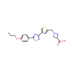 CCCOc1ccc(-c2nc(-c3csc(CN4CC(C(=O)O)C4)c3)no2)cc1 ZINC000073258523