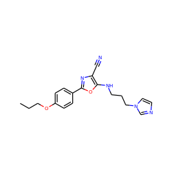 CCCOc1ccc(-c2nc(C#N)c(NCCCn3ccnc3)o2)cc1 ZINC000005738492