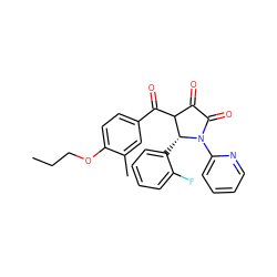 CCCOc1ccc(C(=O)C2C(=O)C(=O)N(c3ccccn3)[C@@H]2c2ccccc2F)cc1C ZINC000013122084