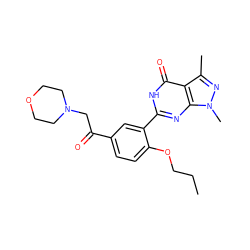 CCCOc1ccc(C(=O)CN2CCOCC2)cc1-c1nc2c(c(C)nn2C)c(=O)[nH]1 ZINC000012360841