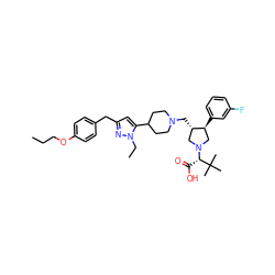 CCCOc1ccc(Cc2cc(C3CCN(C[C@H]4CN([C@@H](C(=O)O)C(C)(C)C)C[C@@H]4c4cccc(F)c4)CC3)n(CC)n2)cc1 ZINC000028087201