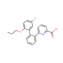 CCCOc1ccc(Cl)cc1-c1ccccc1-c1cccc(C(=O)O)n1 ZINC000035859651