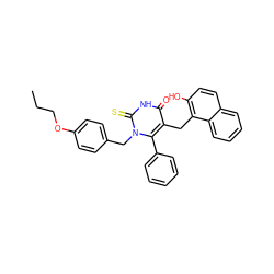 CCCOc1ccc(Cn2c(-c3ccccc3)c(Cc3c(O)ccc4ccccc34)c(=O)[nH]c2=S)cc1 ZINC000169321936