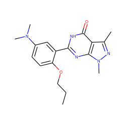 CCCOc1ccc(N(C)C)cc1-c1nc2c(c(C)nn2C)c(=O)[nH]1 ZINC000013755575