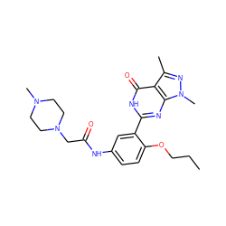 CCCOc1ccc(NC(=O)CN2CCN(C)CC2)cc1-c1nc2c(c(C)nn2C)c(=O)[nH]1 ZINC000022938344