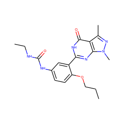 CCCOc1ccc(NC(=O)NCC)cc1-c1nc2c(c(C)nn2C)c(=O)[nH]1 ZINC000013755583