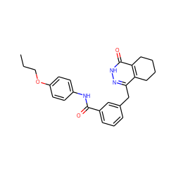 CCCOc1ccc(NC(=O)c2cccc(Cc3n[nH]c(=O)c4c3CCCC4)c2)cc1 ZINC000167025077