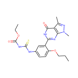 CCCOc1ccc(NC(=S)NC(=O)OCC)cc1-c1nc2c(c(C)nn2C)c(=O)[nH]1 ZINC000013755585